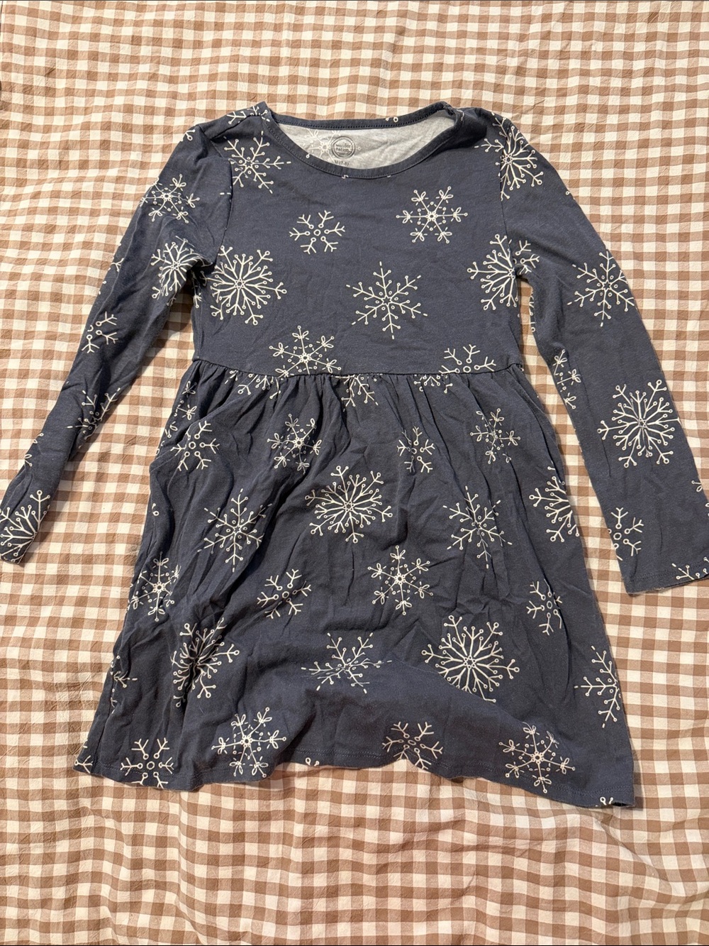 wonder nation Navy Blue Snowflake Print Long Sleeve Dress